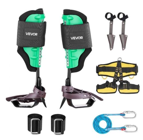 VEVOR Tree Climbing Spikes Set, Height-Adjustable Tree Climbing Gear with Straps & Spike Protectors, 350 lbs Load Capacity
