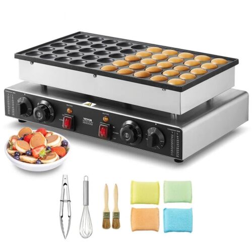 VEVOR Mini Dutch Pancake Maker, 50PCS 43mm Diameter, 1700W, Dual Temp & Time Control