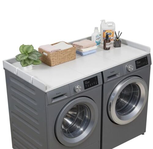 VEVOR Washer Dryer Countertop, 54 x 27.5 in Wooden Washer and Dryer Topper with Edge & 2 Hooks