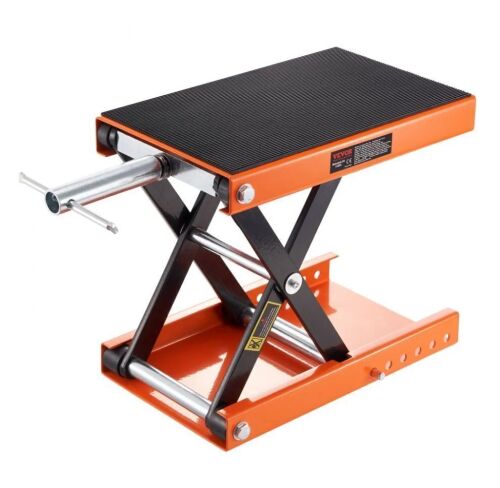 VEVOR 1100 LBS Motorcycle Scissor Lift Jack with Wide Deck & Safety Pin, 3.7"-13.8" Center Hoist Crank Stand