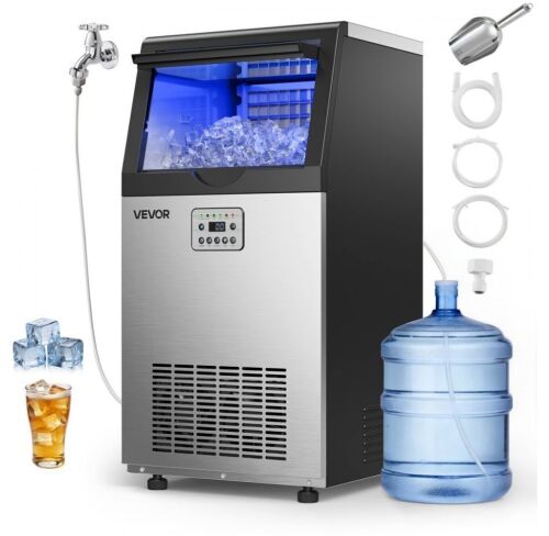 VEVOR Commercial Ice Maker Machine, 120 lbs/24h with 30 lbs Storage Capacity, Built-in/Freestanding/Under Counter