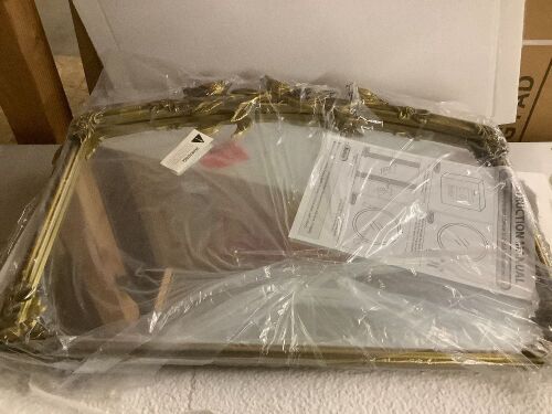 Vintage Gold Arched Mirror with Ornate Metal Frame