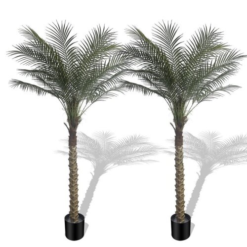 2 Pack - Artificial Palm Tree 6 Feet, Faux Little Tree for Indoor Outdoor Modern Decor Plants in Pot for Home Office Table