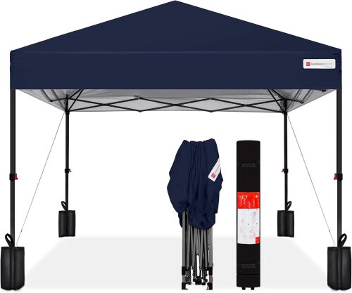 10x10ft Pop Up Canopy Tent, Outdoor Shade, 1 Person 1 Minute Set Up, Carry Case, 4 Weight Bags