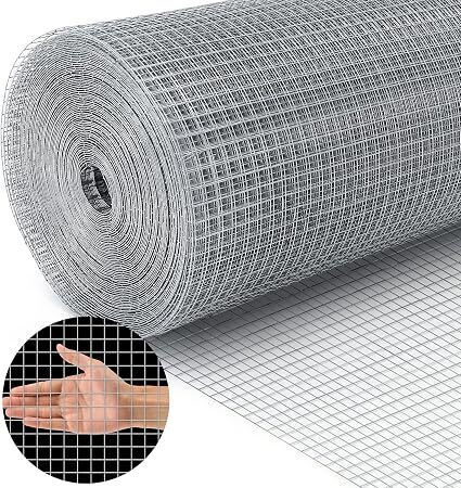 1/2 Inch 48inx100.1ft 19 Gauge Square Chicken Wire Fence Mesh Roll Raised Garden Bed Plant Supports Poultry Netting Cage Snake Fence