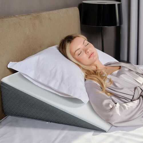 Kolbs Bed Wedge Pillow for Sleep Apnea, FSA Eligible Acid Reflux, and Back Pain Relief, with Chic Jacquard Cover - Headboard Wedges