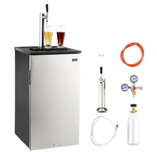 VEVOR Beer Kegerator, Single Tap Commercial Draft Beer Dispenser for D system, Refrigerator With Shelves, Hold 1 Sixth Keg, 2.5lbs CO2 Tank, 92L - Small Dent