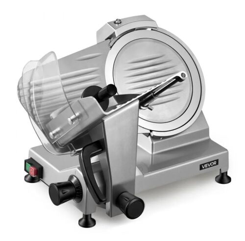 VEVOR 10" 240W Electric Deli Food Slicer with Carbon Steel Blade, Built-In Sharpener & 0-0.47" Adjustable Thickness