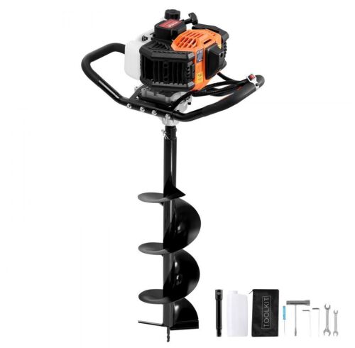 VEVOR 52CC 1450W Gas Auger with 8” Auger Drill Action Design Bits & 1 Extension Rod