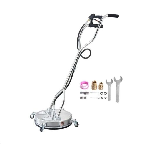 VEVOR 18" Pressure Washer Surface Cleaner Attachment with 4 Wheels, 4000 Max PSI, 3/8 Quick Connector, 2 Spray Nozzles, Dual Handle