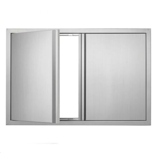 VEVOR 36W x 24H Inch Double Outdoor Kitchen Door, Stainless Steel Flush Mount, Recessed Handles