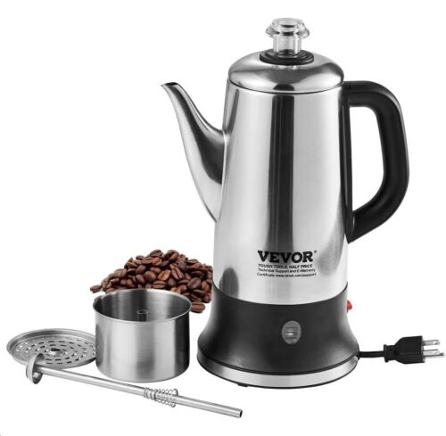 VEVOR 12-Cup Electric Percolator Coffee Pot, Keep Warm Function & Heat-Resistant Handle