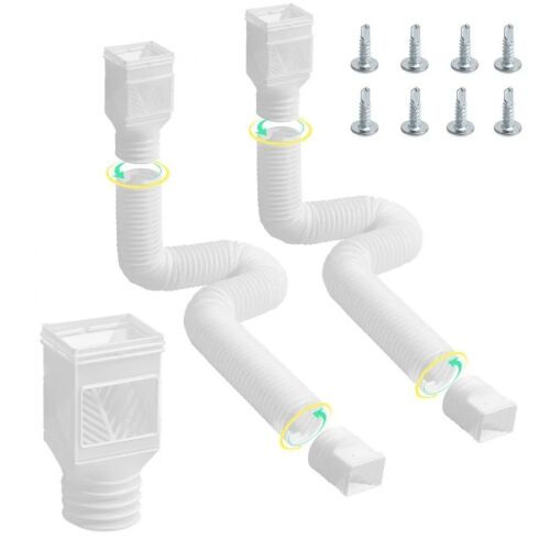 VEVOR Flexible Rain Gutter Downspout Extensions, Extendable from 22" to 63", 2 Pack