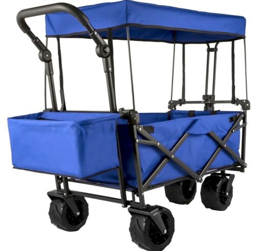 VEVOR Extra Large Collapsible Wagon Cart with Removable Canopy