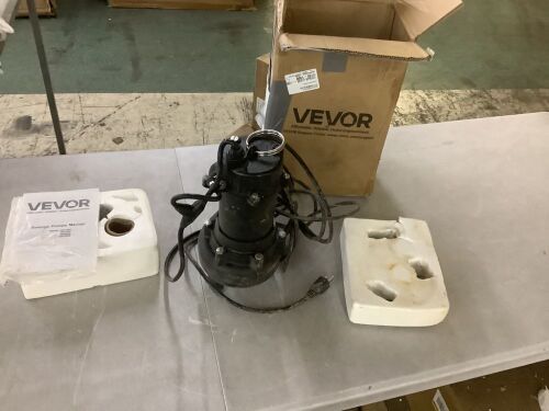 VEVOR Cast Iron Submersible Sewage Pump, 1/2 HP, 4800 GPH, Automatic Tethered Float Switch, 2-Inch NPT Discharge, 120V, 20 ft Max Lift