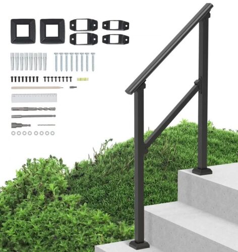 VEVOR 2-3 Step Carbon Steel Stair Hand Rail Kit for Outdoor Steps