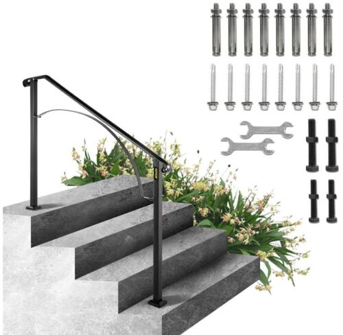 VEVOR Wrought Iron Handrail for Outdoor Steps, Fit 3 or 4 Steps