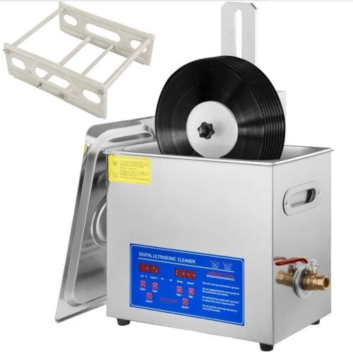 VEVOR 6L Ultrasonic Vinyl Cleaner 7-12 Inch 8 Records 180W with Drying Rack