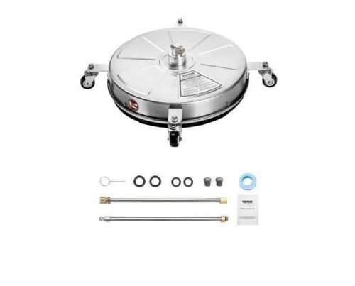 VEVOR 18" Pressure Washer Surface Cleaner Attachment with 4 Wheels, 4000 Max PSI, 1/4 Quick Connector, 2 Spray Nozzles, 2 Extended Wands