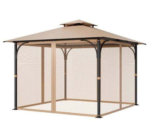 VEVOR 4-Panel Gazebo Netting Replacement, Fit Most 10 x 10 x 7 FT Gazebo Curtain - Netting Only