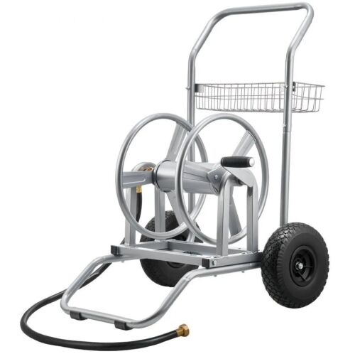VEVOR 200/300ft High-Pressure Garden Hose Cart with Two Wheels, Handle & Heavy-Duty Mesh Storage Basket