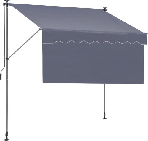 VEVOR 118" Outdoor Manual Retractable Awning Sunshade Shelter, 39" Sun Shade Curtain, Dark Gray