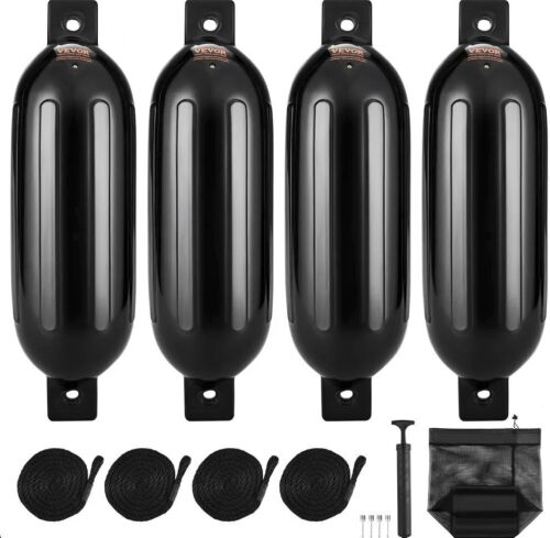 VEVOR 8.5" x 26" Inflatable Ribbed Boat Fender with Center Holes, 4 Pack