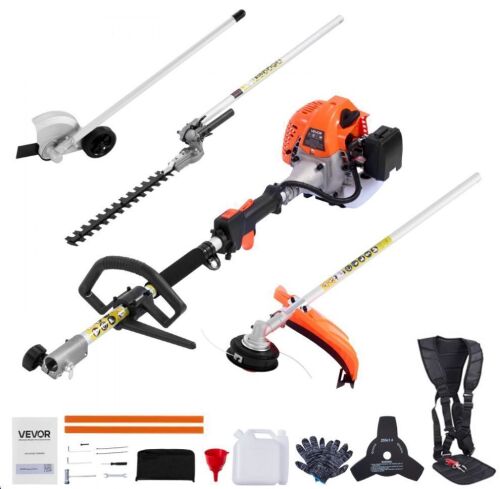 VEVOR 2 Cycle Gas Power Handheld Hedge Trimmer, 4-in-1 26cc Weed Eater with Protective Gear Set, Includes Hedge and String Trimmer, Edger, Brush Cutter