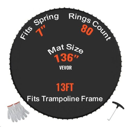 VEVOR Replacement Trampoline Mat for 13ft Round Trampoline, Fit 7" Spring Length