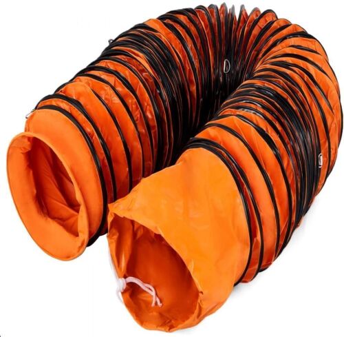VEVOR 25ft Ducting Hose, PVC Flexible Duct Hosing with S Hook & Steel Support for 8inch Utility Blower