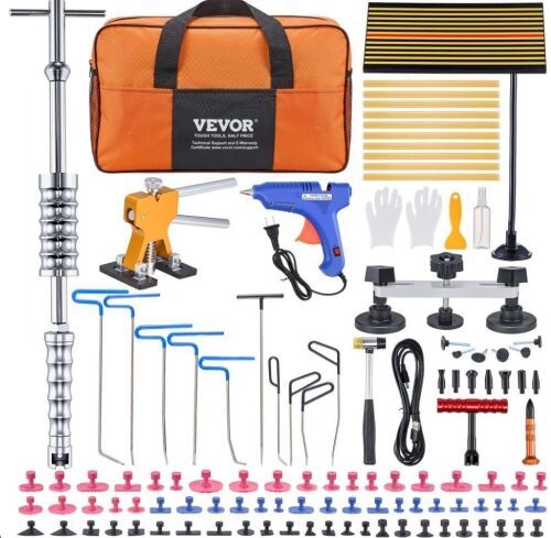 VEVOR Paintless Dent Removal Rods, 89 PCS Paintless Dent Repair Tools, Golden Lifter Puller Car Dent Repair Kit, Glue Puller Tabs Dent Puller Kit for Auto Dent Removal, Minor Dents, Door Dings