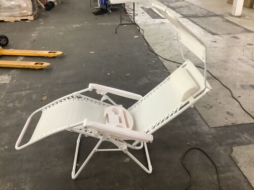 Folding Zero Gravity Recliner Patio Lounge Chair w/ Canopy, Side Tray