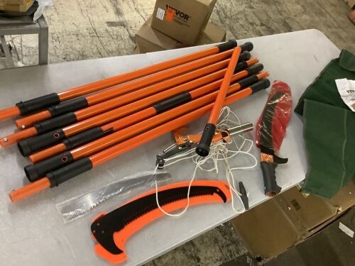 VEVOR Manual Pole Saw, 7.3-27 ft Extendable Tree Pruner, Sharp Steel Blade and Scissors