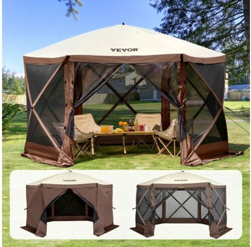 VEVOR Pop Up Gazebo Screen Tent, 6 Removable Privacy Wind Cloths & Mesh Windows, 12.5x12.5FT