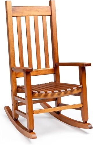 VINGLI Outdoor Child’s Wooden Rocking Chair with High Backrest