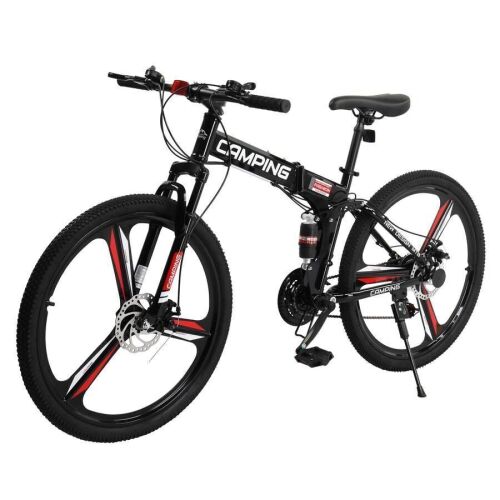 26in 21-Speed Foldable Mountain Bike Dual Suspension High Carbon Steel