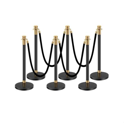 VEVOR Stanchions and Velvet Ropes, 6 Pcs Crowd Control Barriers with 4 Black Velvet Ropes