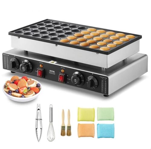 VEVOR Mini Dutch Pancake Maker, 50PCS 43mm Diameter, 1700W, Dual Temp & Time Control