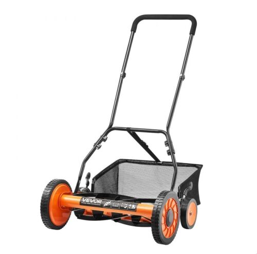VEVOR Manual Push Reel Lawn Mower 18 inch, 5 Blades, 1.37-2.44 in Adjustable Cutting Height
