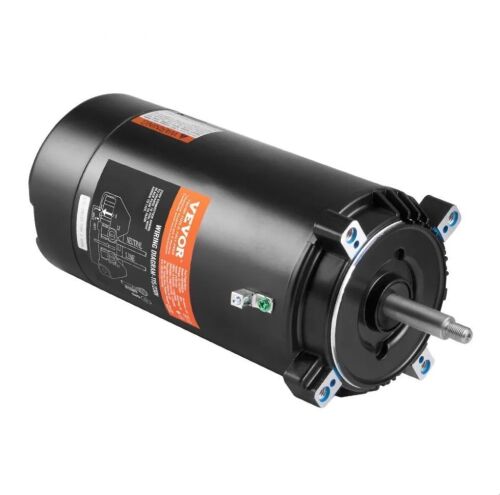 VEVOR 1.5 HP Pool Pump Motor, 56J Frame, 115V(13.6 Amps)/230V(6.8 Amps) 3450 RPM, 60Hz, 1.3 Service Factor, 90μF/250V Capacitor, CCW Rotation Round Flange Replacement Motor