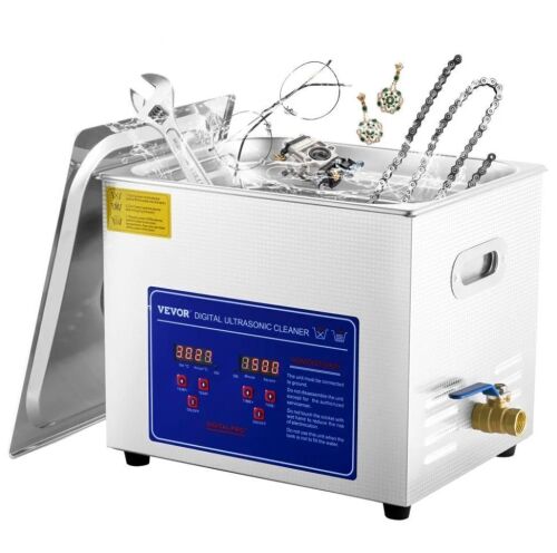 VEVOR 9.5 L Ultrasonic Jewelry Cleaner with Digital Timer & Heater, 40kHz