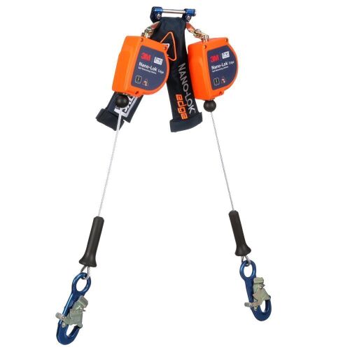 3M DBI-SALA Nano-Lok edge Twin-Leg Personal Self-Retracting Lifeline, Galvanized Cable, 8 ft