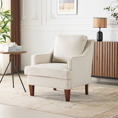 29 inch Wide T-Cushion Polyester Solid Wood Accent Chair