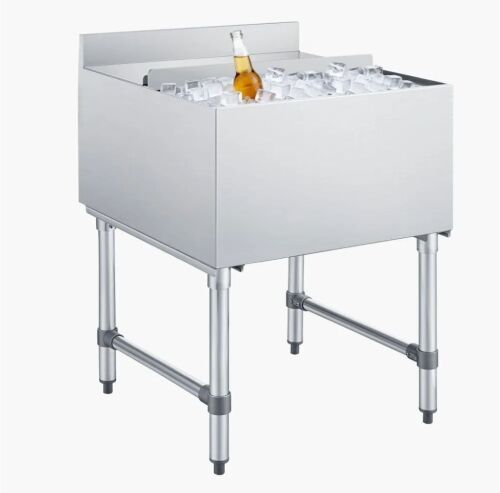 VEVOR Commercial Ice Bin, 79.9 Qt Max Capacity, 24 x 24 x 33 Inch Stainless Steel Ice Chest with Sliding Lid, 24H Long-Lasting Insulation