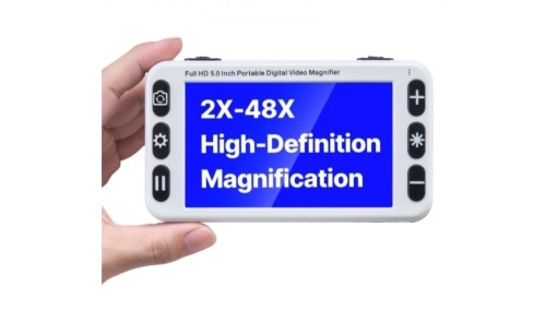 VEVOR Portable 5-inch HD Electronic Video Magnifier, 2X - 48X Electronic Reading Aid with 13MP Near & Far Dual Lens, 26 Color Mode, AV/HDMI Output & Foldable Handle