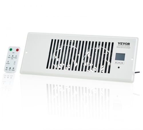 VEVOR Register Booster Fan, Fits 4” x 12” Register Holes, with Remote Control and Thermostat Control, Adjustable Speed