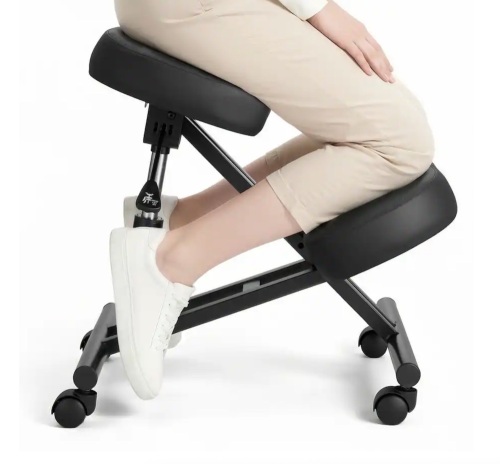 VEVOR X-Shaped Ergonomic Kneeling Chair with Wheels, Adjustable Height & Thick Foam Cushions