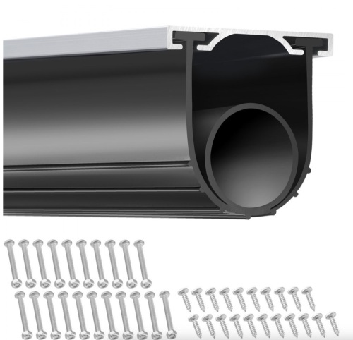 VEVOR U Shape +O Ring Combination Garage Door Weather Stripping with Pre-drilled Aluminum Track Retainer Kit, 5/16 inch T-ends and 3 3/4 inch Width (16 Ft, Black)