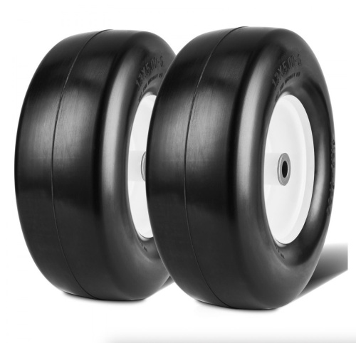 VEVOR 13x5-6" Tubeless Lawn Mower Tires with Rim, 3.25"-5.9" Centered Hub, 3/4" Bushing Size, 2 Pack