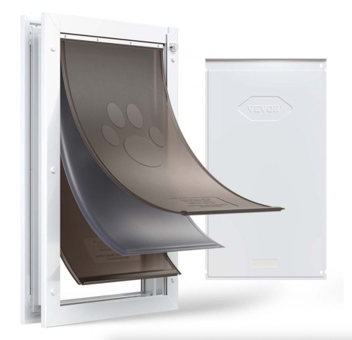 VEVOR Pet Door, X-Large, with Three Magnetic Flaps and Metal Frame, White
